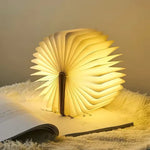 Foldable LED Book Lamp – USB Rechargeable Wooden Reading Desk & Bedside Night Light