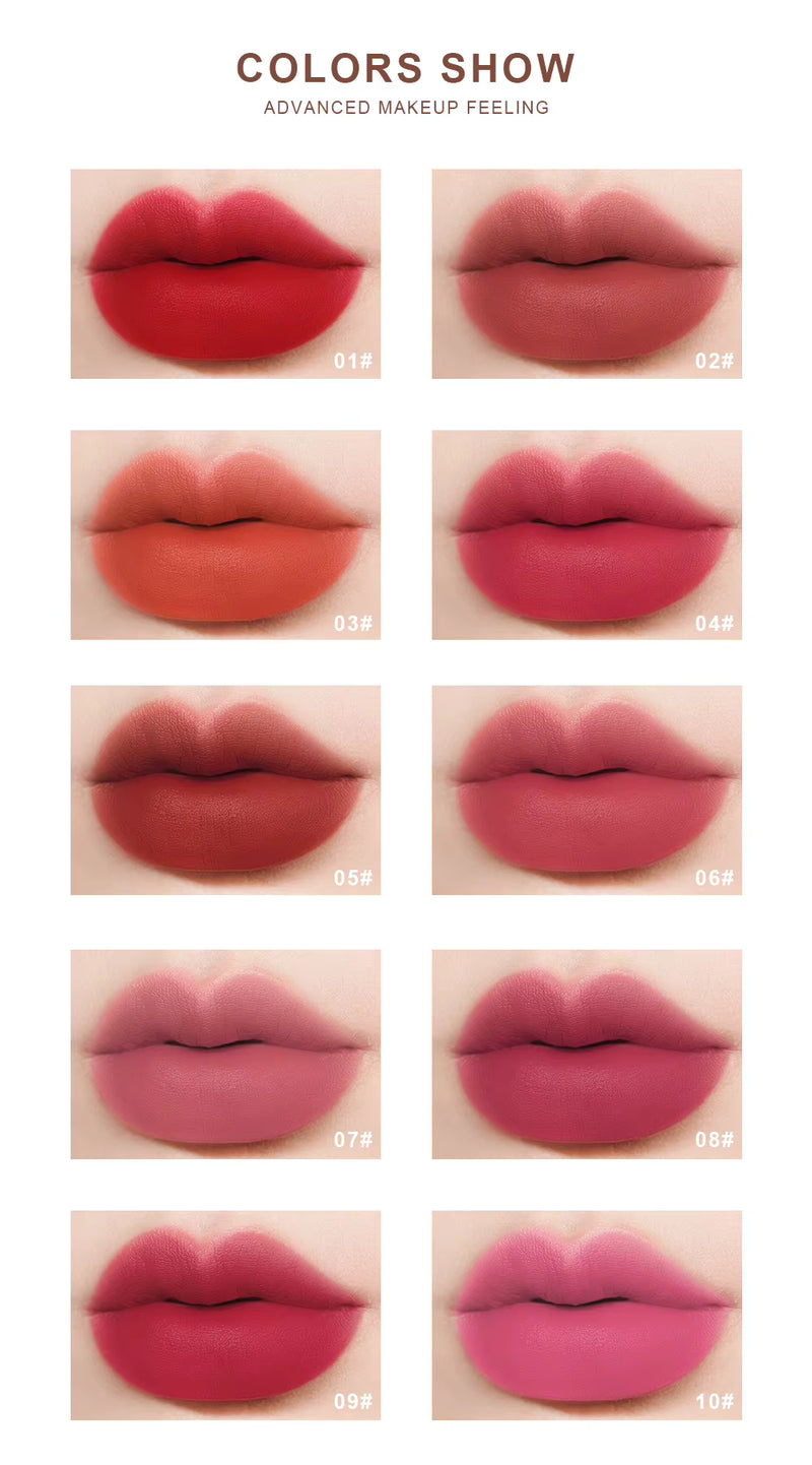 Dragon Ranee 10 Pcs Mini Matte Lipstick Set | 10 Shades Lip Color | Velvet Matte Finish Makeup Set for Women