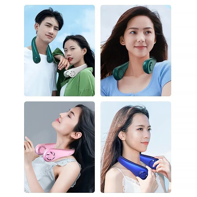 Portable Neck Fan Rechargeable Bladeless Hands Free Air Cooler – 3 Speed Mini Cooling Fan for Summer Travel Outdoor Sports