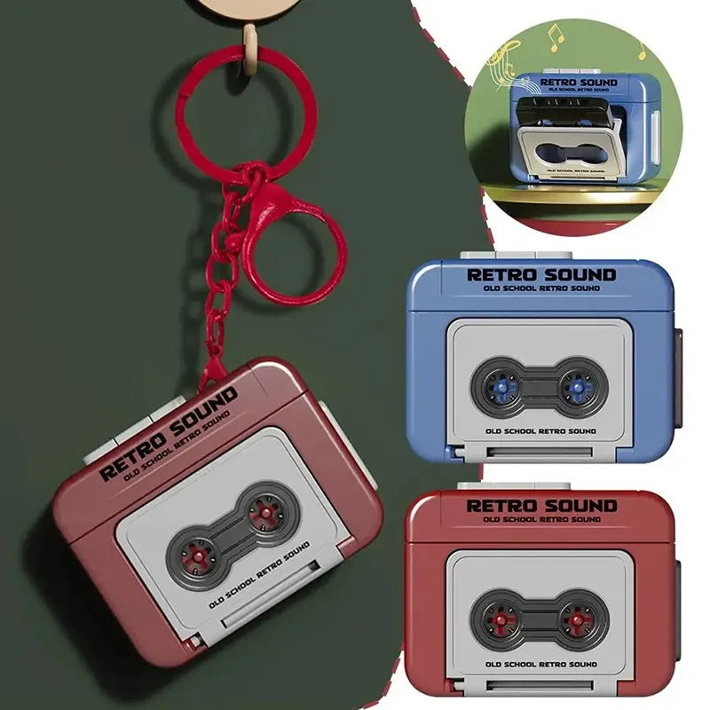 Retro Tape Recorder Keychain | Mini Music Box Pendant & Bag Charm