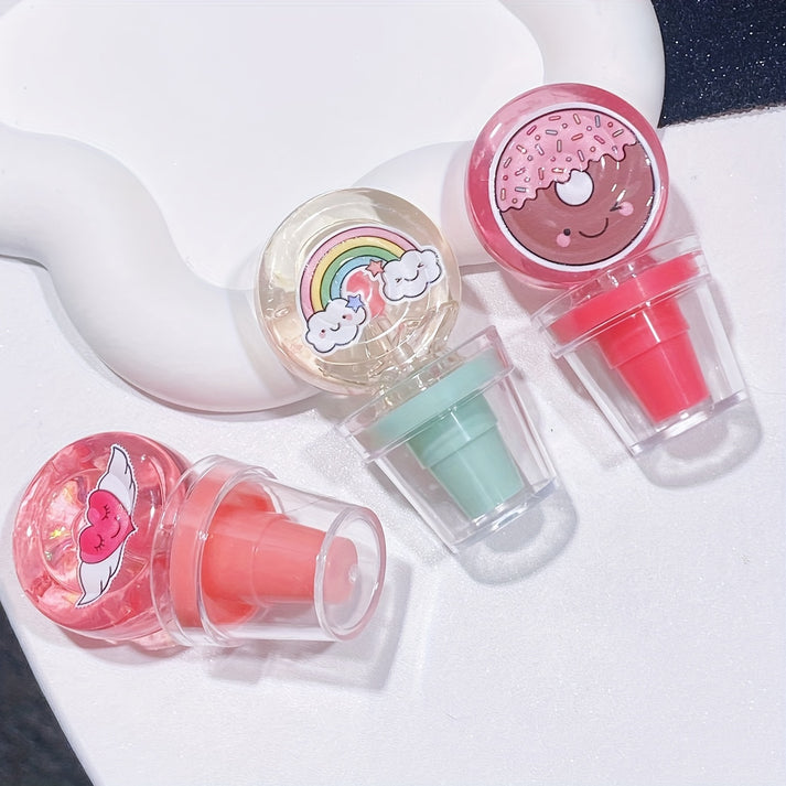 HUDAMOJI Cartoon Fruity Lip Gloss Set for Kids – Cute Moisturizing Balm
