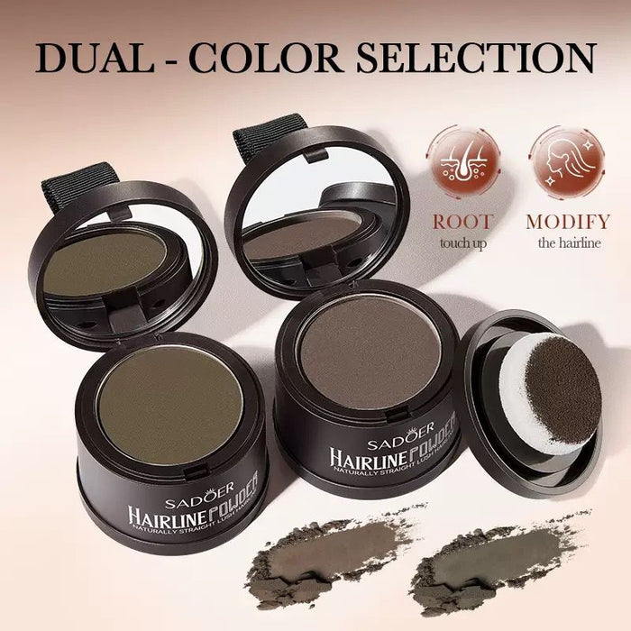 sadoer Hairline Concealer Powder - Instant Coverage, Natural Finish - for Sparse Hair and Root Dyeing - Includes Sponge Applicator, Portable Size