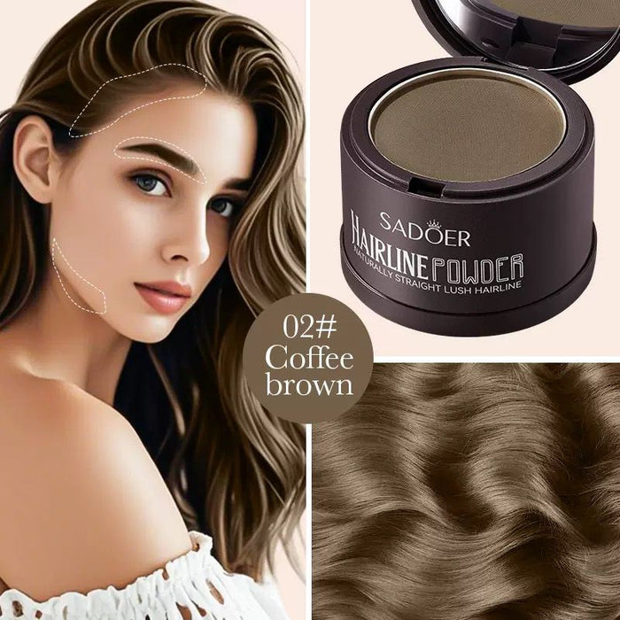 sadoer Hairline Concealer Powder - Instant Coverage, Natural Finish - for Sparse Hair and Root Dyeing - Includes Sponge Applicator, Portable Size