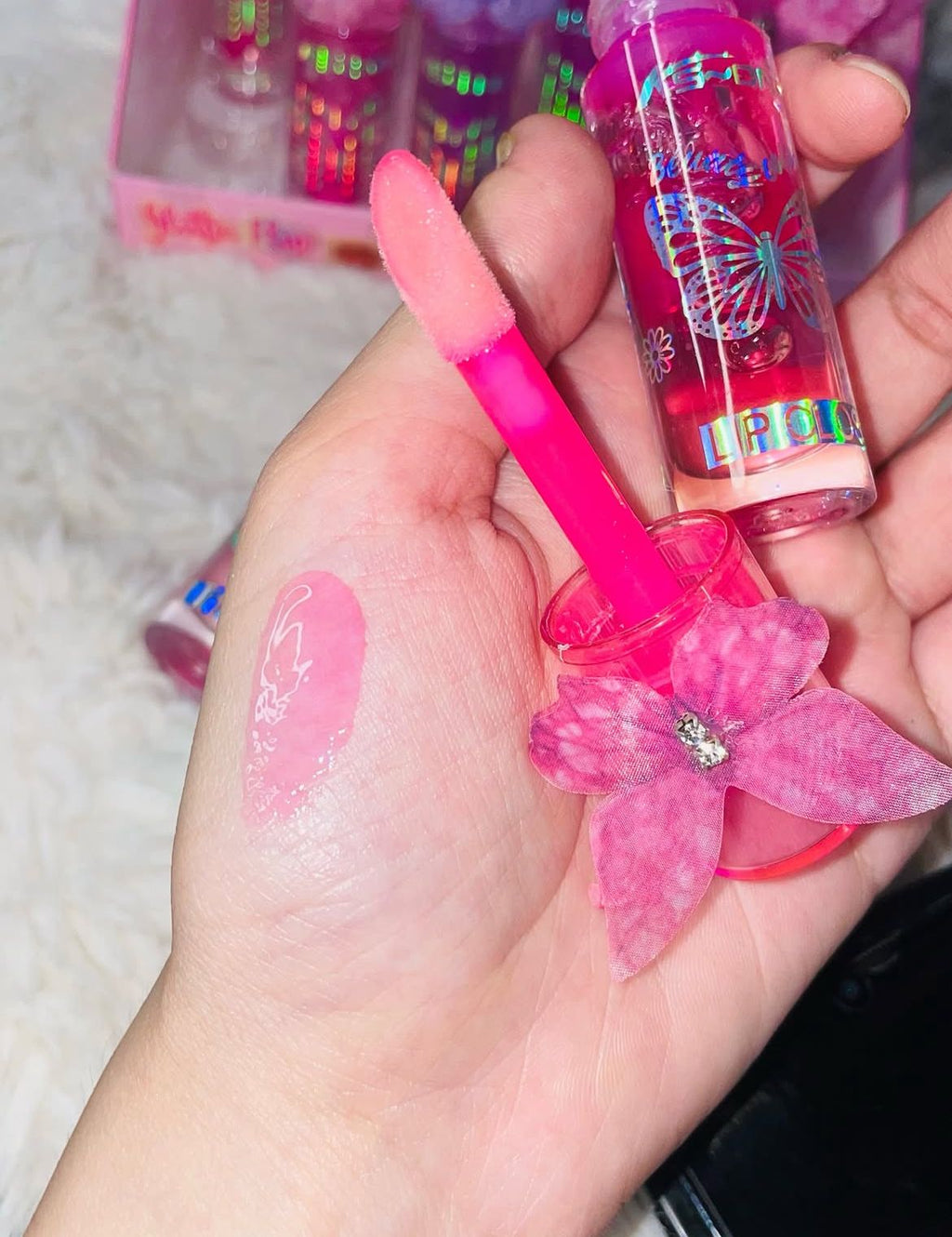 KS-ONE Glitter Flip Lip Oil – Hydrating Butterfly Design Gloss