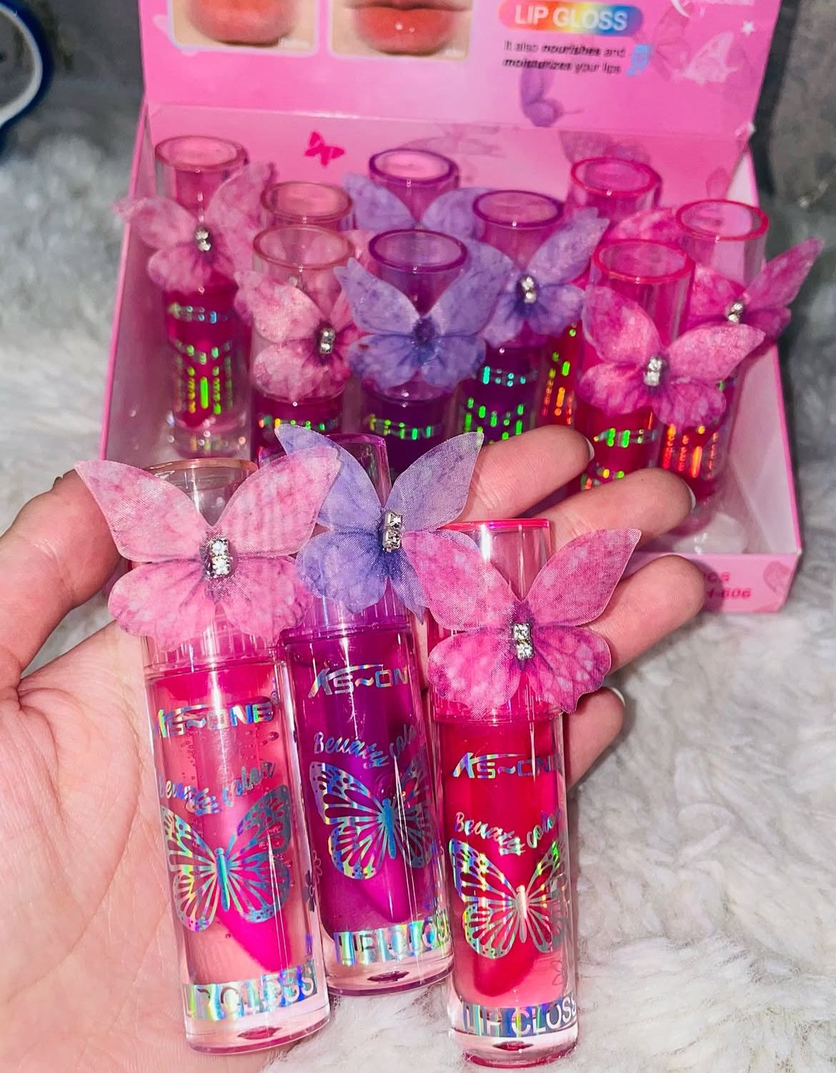 KS-ONE Glitter Flip Lip Oil – Hydrating Butterfly Design Gloss