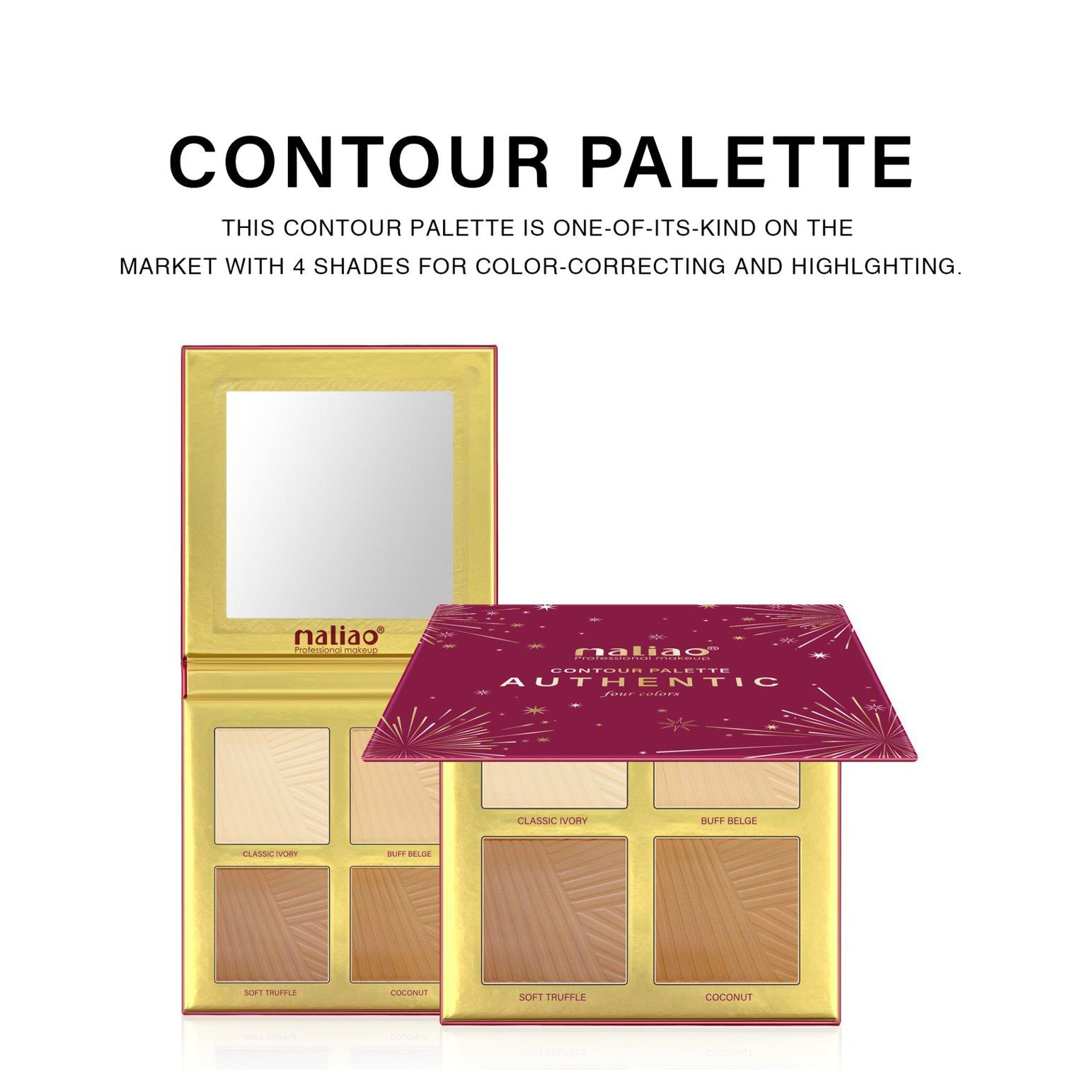 Maliao Authentic Contour Palette - Sculpt and Define with 4 Stunning Shades| CLASSIC IVORY |BUFF BEIGE |SOFT TRUFFLE |COCONUT