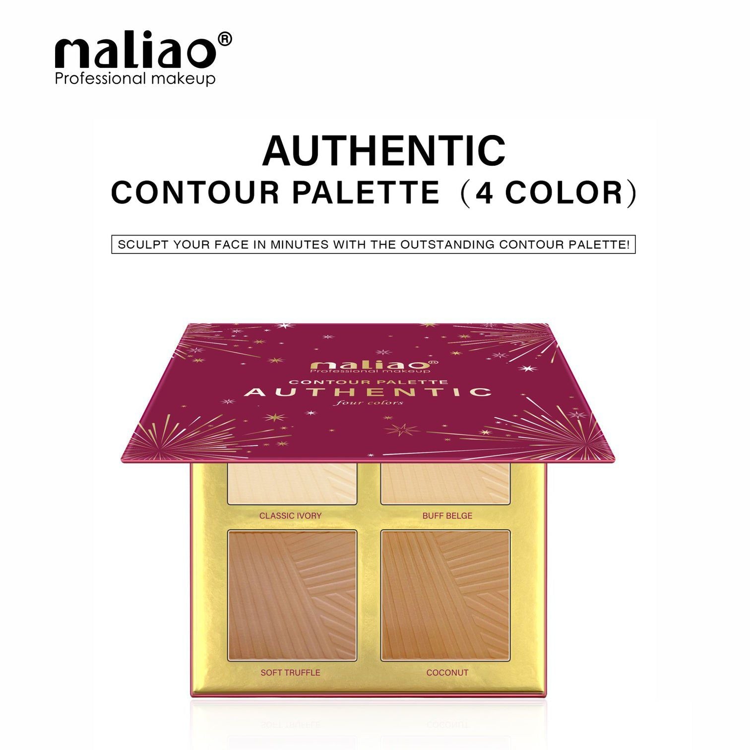 Maliao Authentic Contour Palette - Sculpt and Define with 4 Stunning Shades| CLASSIC IVORY |BUFF BEIGE |SOFT TRUFFLE |COCONUT