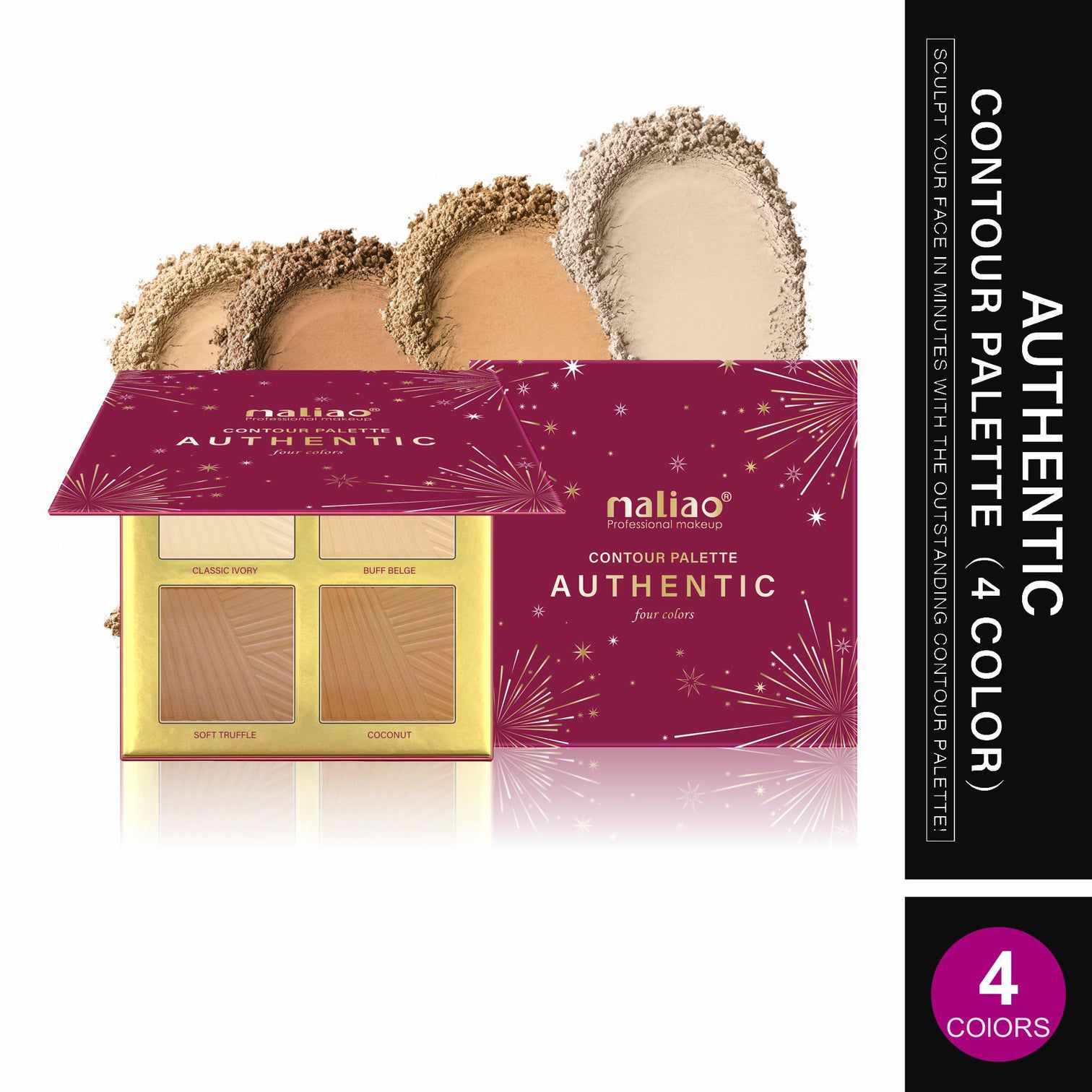 Maliao Authentic Contour Palette - Sculpt and Define with 4 Stunning Shades| CLASSIC IVORY |BUFF BEIGE |SOFT TRUFFLE |COCONUT