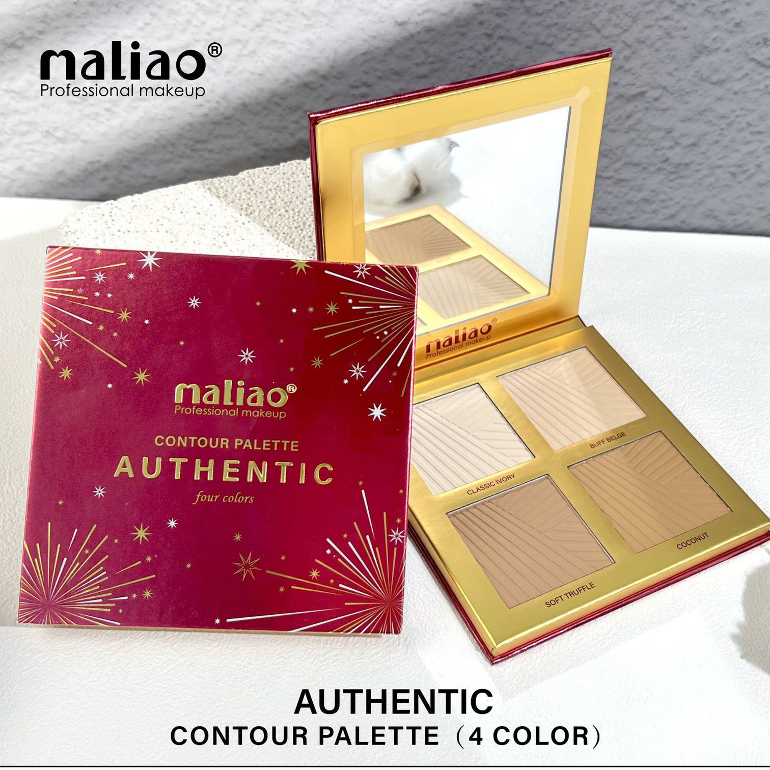 Maliao Authentic Contour Palette - Sculpt and Define with 4 Stunning Shades| CLASSIC IVORY |BUFF BEIGE |SOFT TRUFFLE |COCONUT