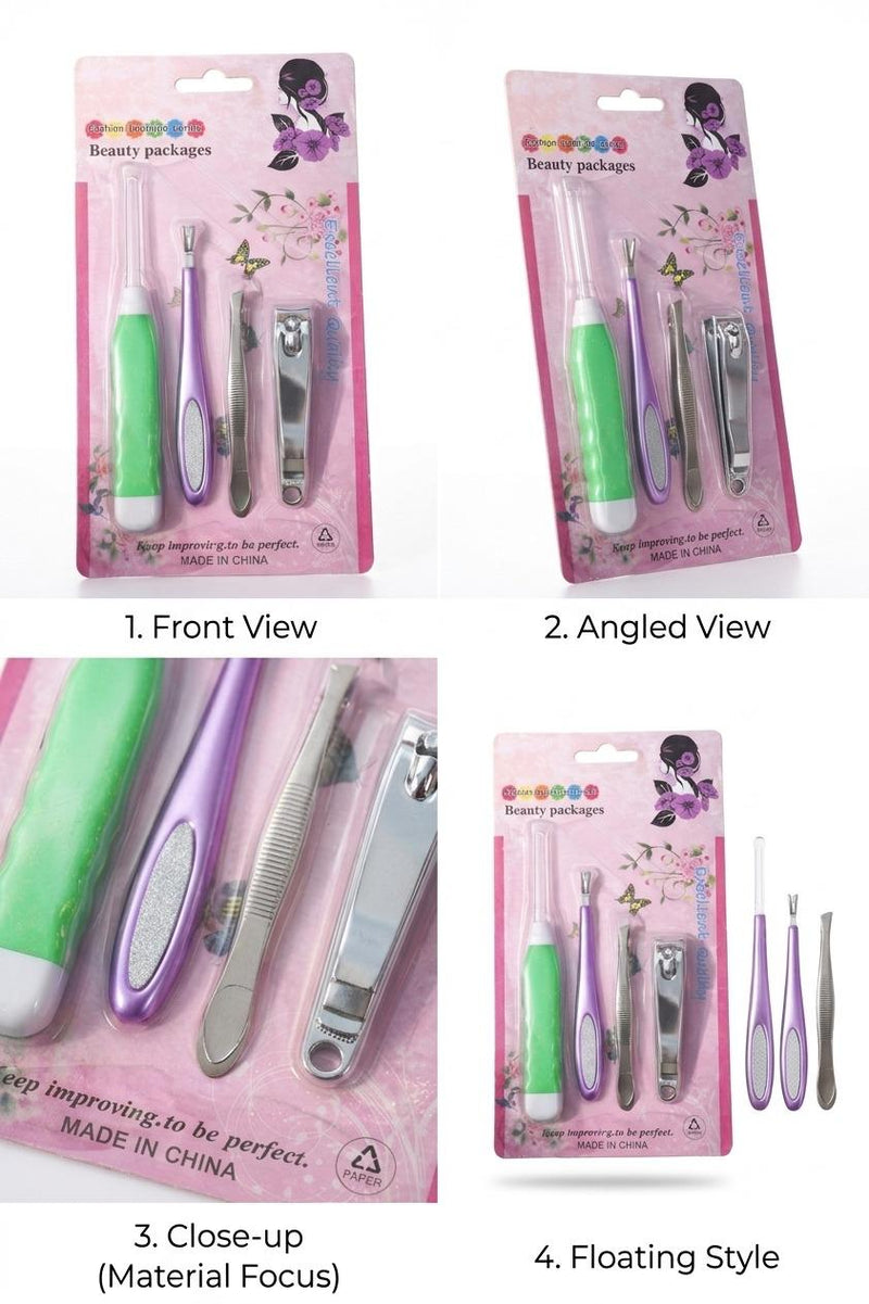 Professional 4-Piece Stainless Steel Manicure Set – Nail Care Kit