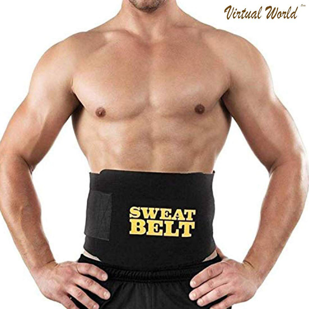 Premium Sweat Waist Trimmer Belt for Men & Women – Adjustable Neoprene Sauna Waist Trainer for Belly Fat Burning, Tummy Slimming & Workout Support (Black)