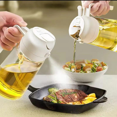 2-in-1 Glass Oil Spray Bottle & Dispenser – Kitchen Olive Oil Mister