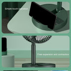 Portable Rechargeable Standing Fan – 6.5 Inch Quiet Oscillating Foldable USB Desk & Pedestal Cooling Fan with Adjustable Height, 3 Speeds & Phone Holder for Home Office, Bedroom & Travel Use