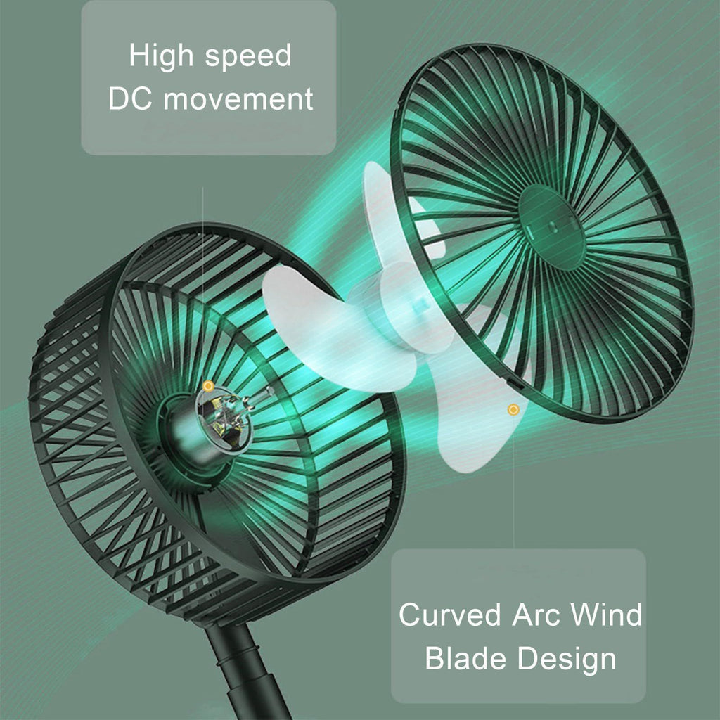 Portable Rechargeable Standing Fan – 6.5 Inch Quiet Oscillating Foldable USB Desk & Pedestal Cooling Fan with Adjustable Height, 3 Speeds & Phone Holder for Home Office, Bedroom & Travel Use