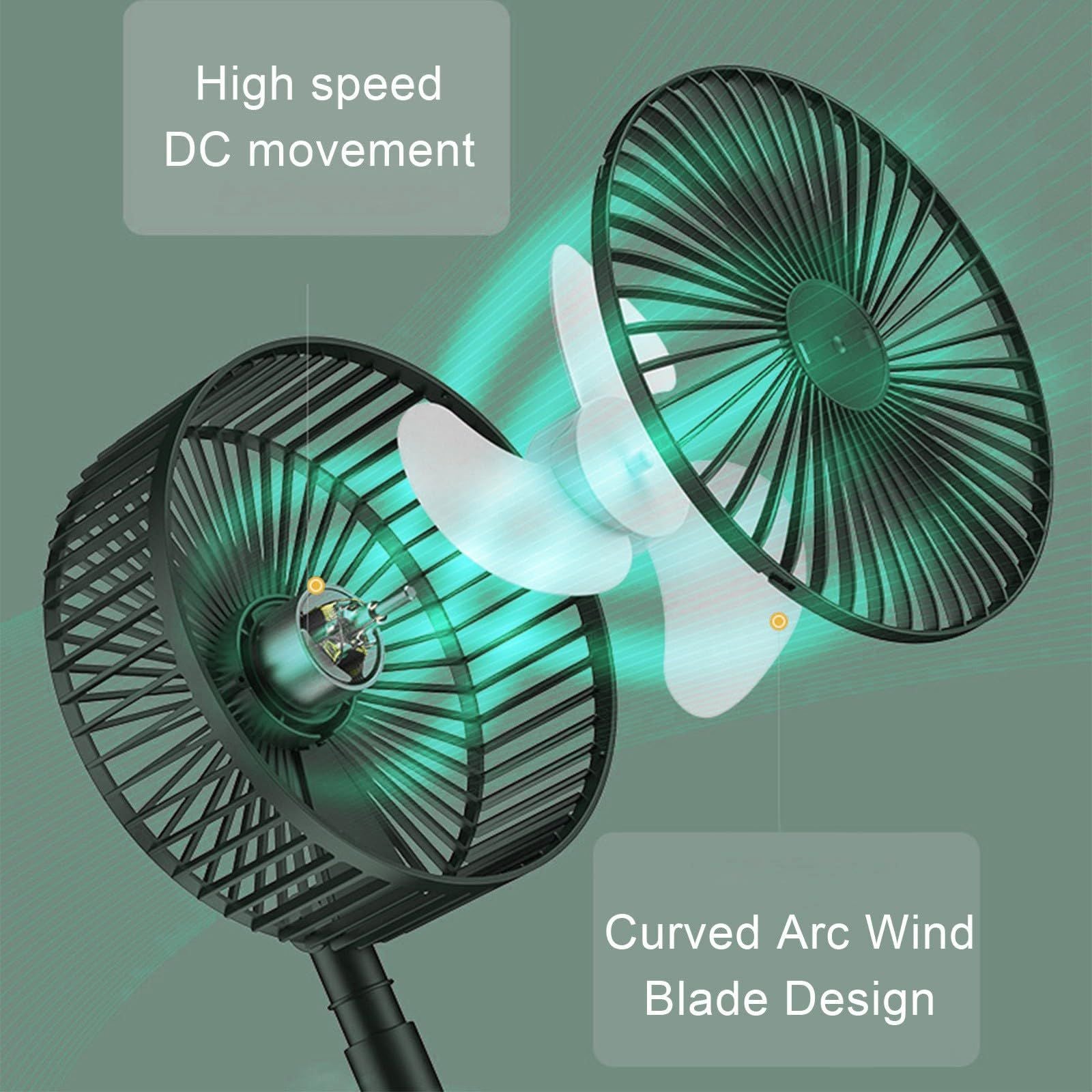 Portable Rechargeable Standing Fan – 6.5 Inch Quiet Oscillating Foldable USB Desk & Pedestal Cooling Fan with Adjustable Height, 3 Speeds & Phone Holder for Home Office, Bedroom & Travel Use