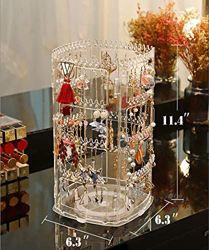 360° Rotating Acrylic Jewelry Organizer – 4-Tier Display Stand