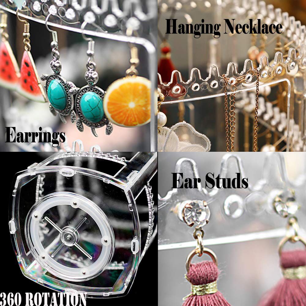 360° Rotating Acrylic Jewelry Organizer – 4-Tier Display Stand