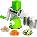 3-in-1 Manual Rotary Drum Grater Vegetable Slicer & Cheese Shredder for Kitchen with Stainless Steel Blades