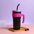 Premium 30oz Stainless Steel Vacuum Insulated Tumbler with Handle & Straw – Leakproof Travel Mug for Hot & Cold Drinks, Reusable Thermal Coffee Cup for Office, Gym, Car & Travel