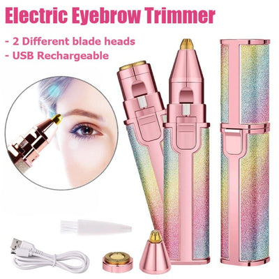 2-in-1 Rechargeable Eyebrow Trimmer & Facial Hair Remover for Women