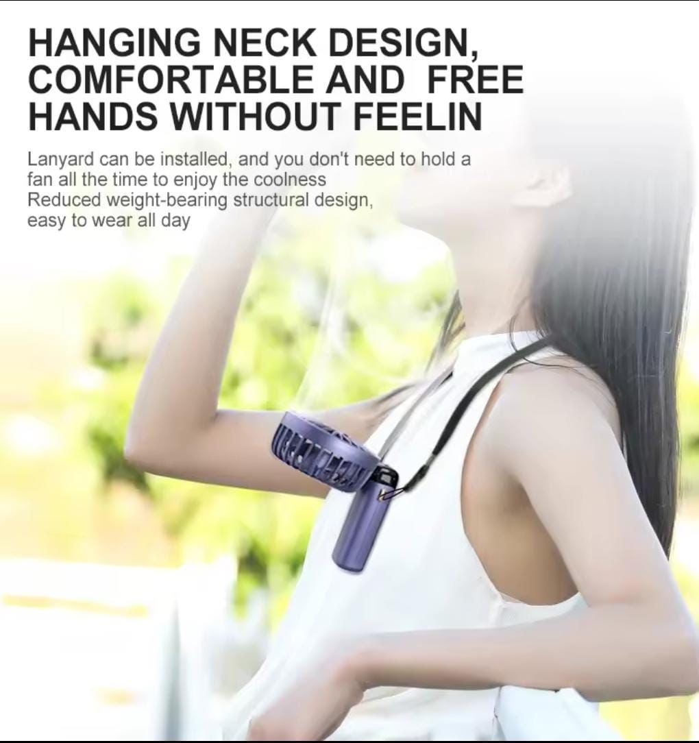 Portable Mini Fan USB Rechargeable – 5 Speed Foldable Handheld Cooling Fan with LED Display Screen, Neck Hanging Personal Fan & Built-In Phone Stand for Travel, Office, Camping, Outdoor & Home Use