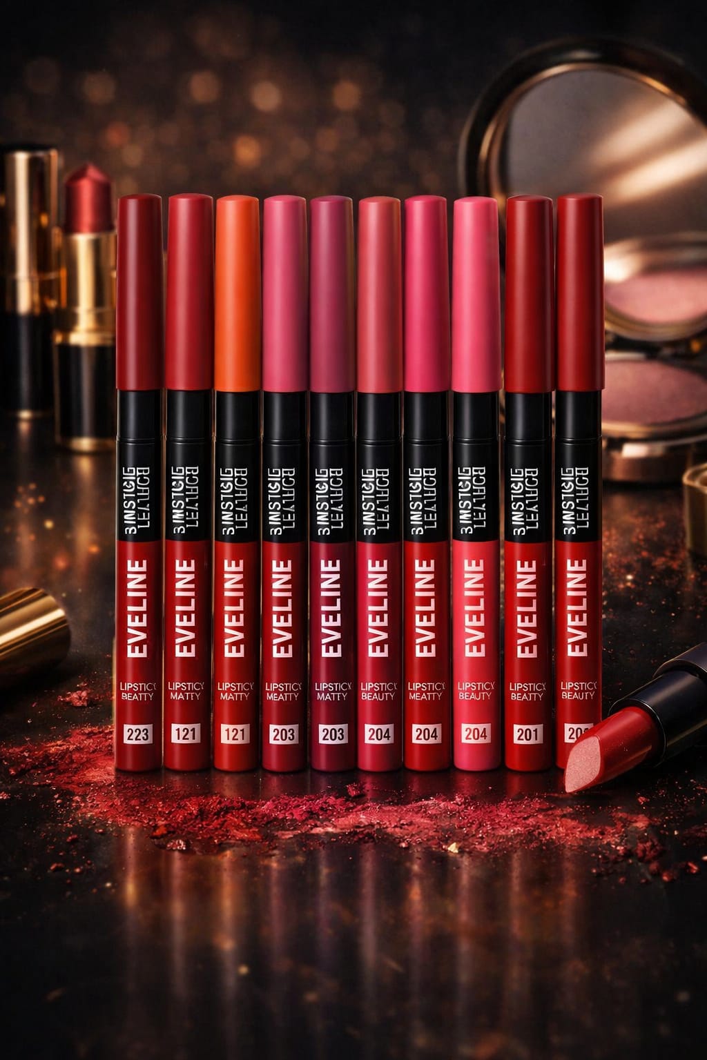 EVELINE 12 Pcs Matte Lipstick Pencil Set – Waterproof Long Lasting