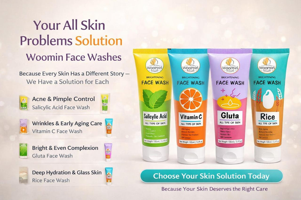 Woomin Face Wash Combo – Salicylic, Vitamin C, Gluta & Rice