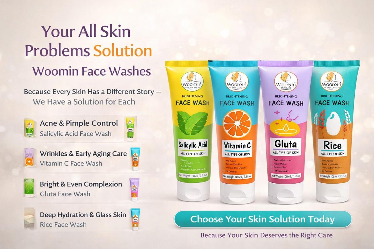 Woomin Face Wash Combo – Salicylic, Vitamin C, Gluta & Rice
