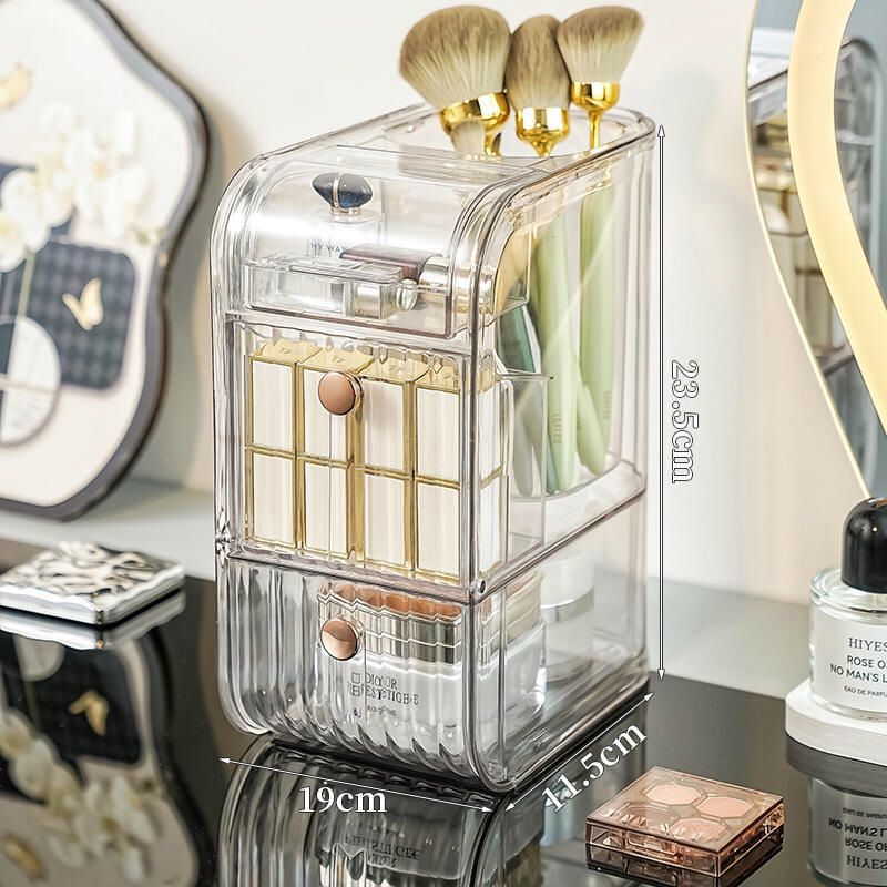 Premium 3-Tier Dustproof Makeup Organizer with Clear Drawers – Luxury Cosmetic Storage Box for Skincare, Lipsticks & Beauty Accessories