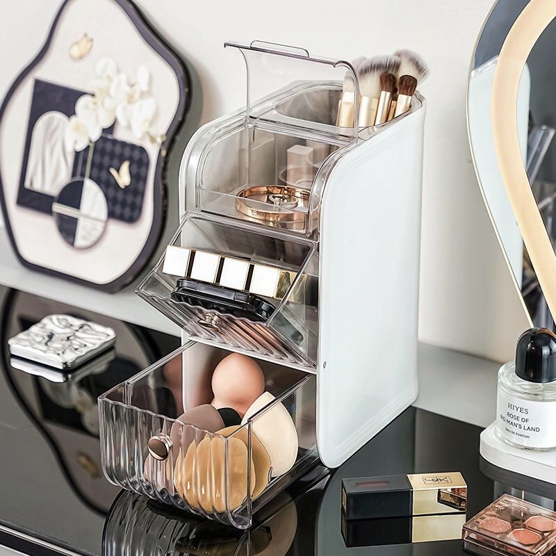 Premium 3-Tier Dustproof Makeup Organizer with Clear Drawers – Luxury Cosmetic Storage Box for Skincare, Lipsticks & Beauty Accessories