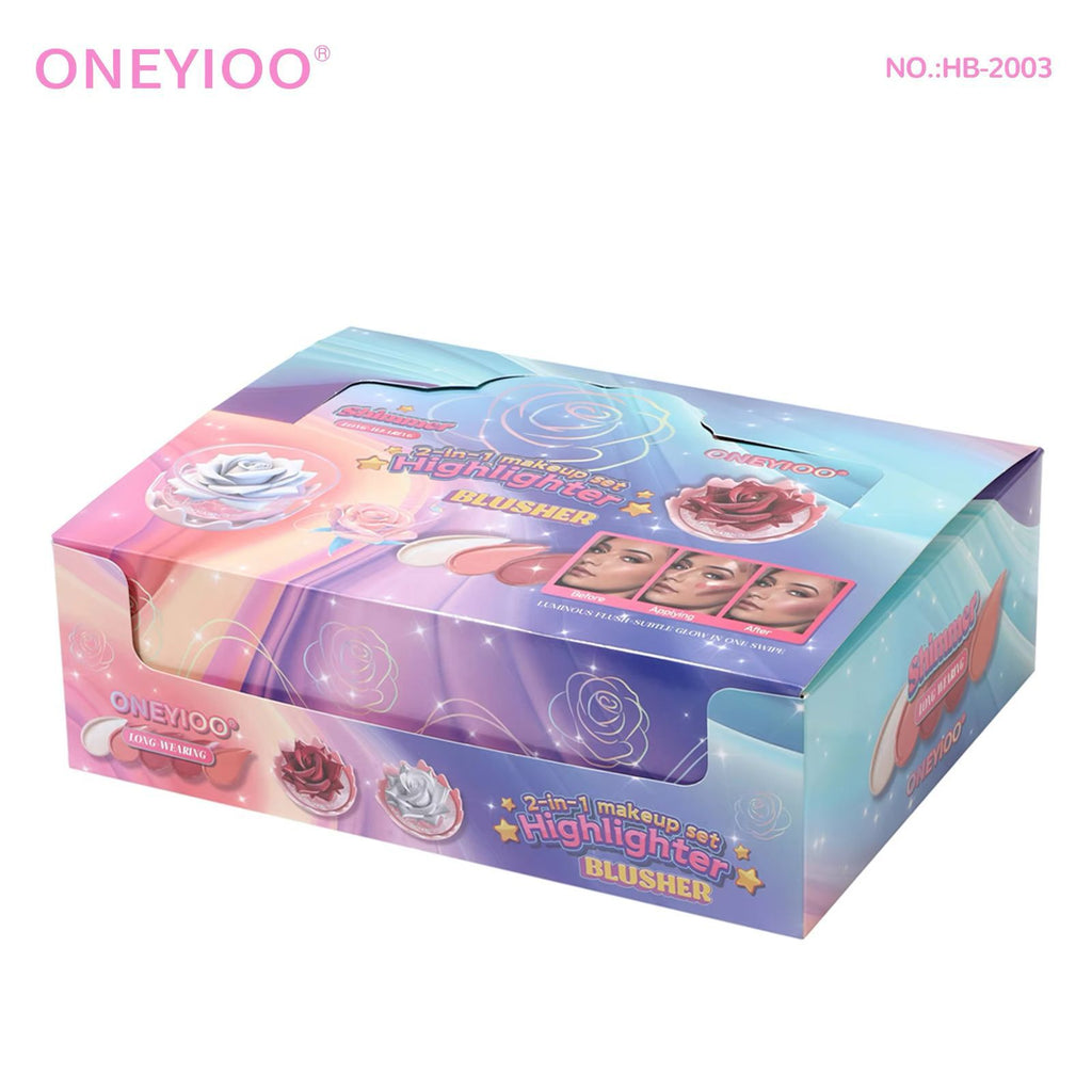 Oneyioo Rose Flower Highlighter & Blush 2-in-1 Set
