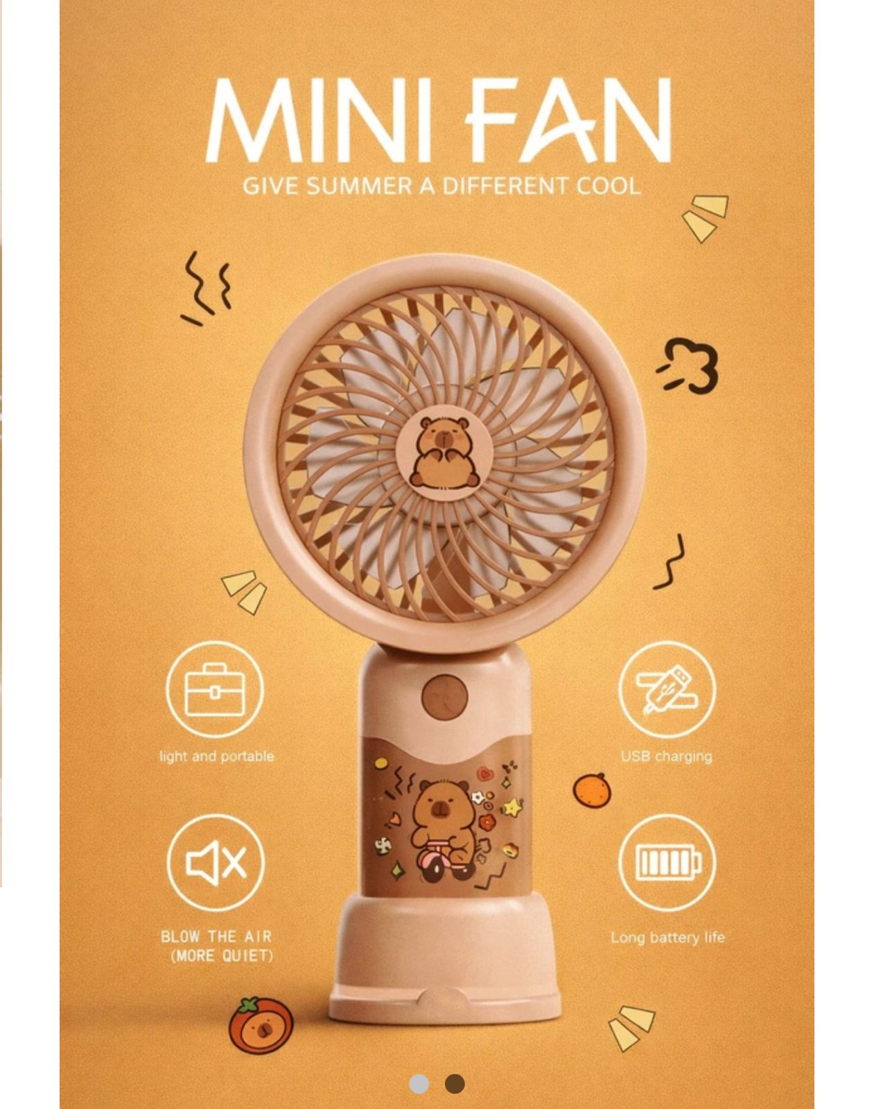 Portable Mini USB Rechargeable Handheld Fan for Kids – Cute Cartoon Cooling Fan for Travel, Office, Home & Summer Outdoor Use