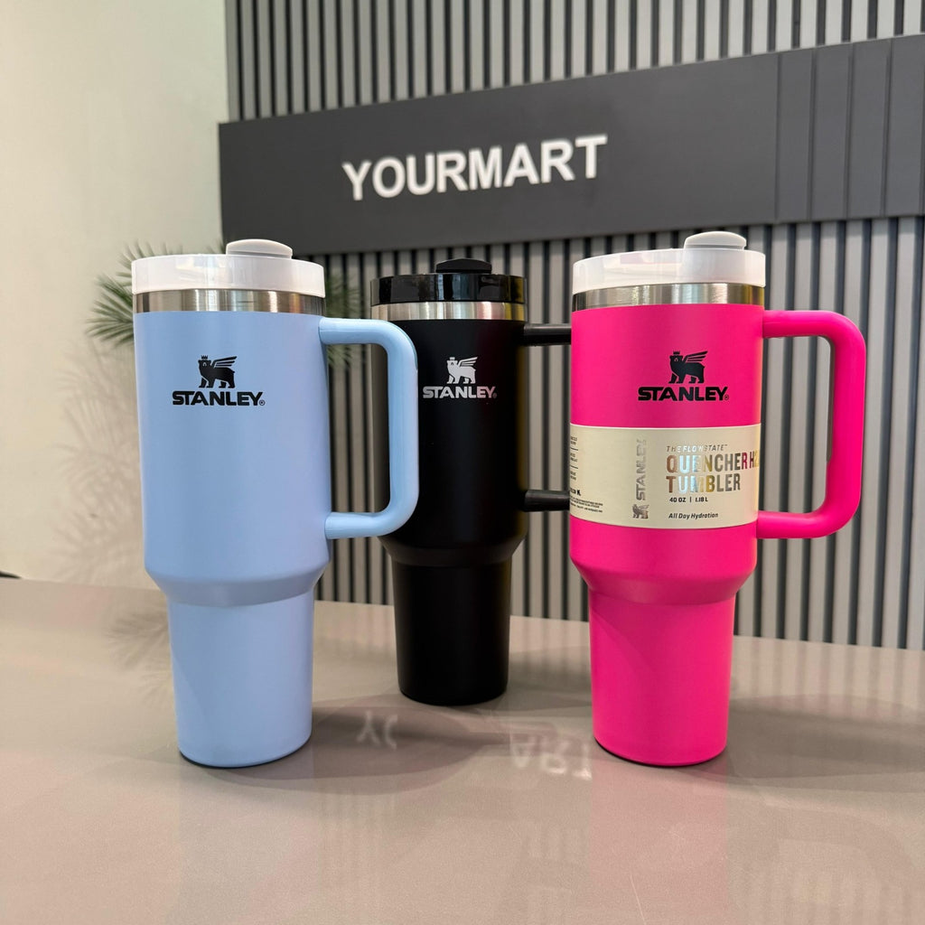 Premium 40oz Stainless Steel Vacuum Insulated Tumbler with Handle & Straw – Leakproof Double Wall Travel Mug for Coffee, Water & Hot or Cold Drinks