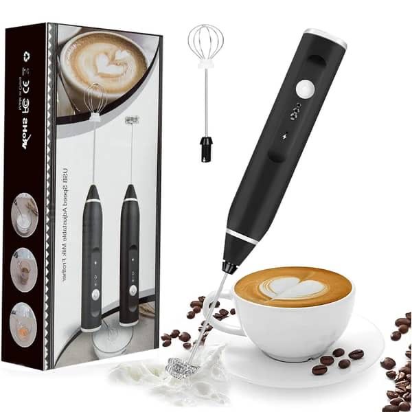 3-Speed Rechargeable Milk Frother & Handheld Coffee Beater