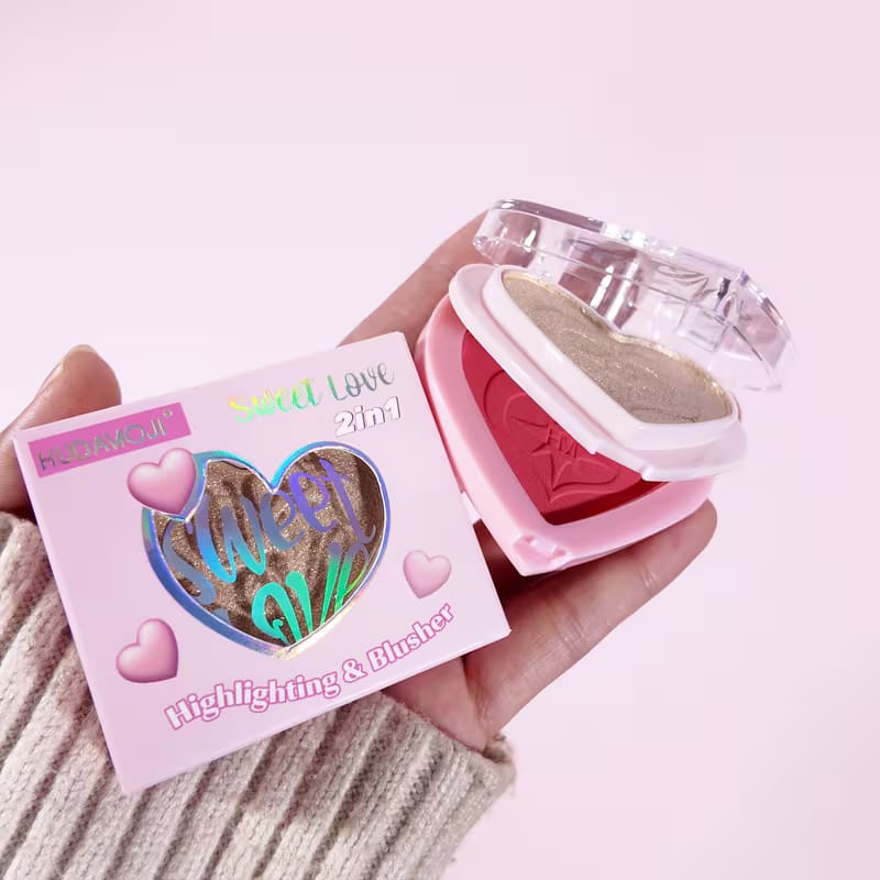 HUDAMOJI Sweet Love 2-in-1 Blush & Highlighter Set 4PCS