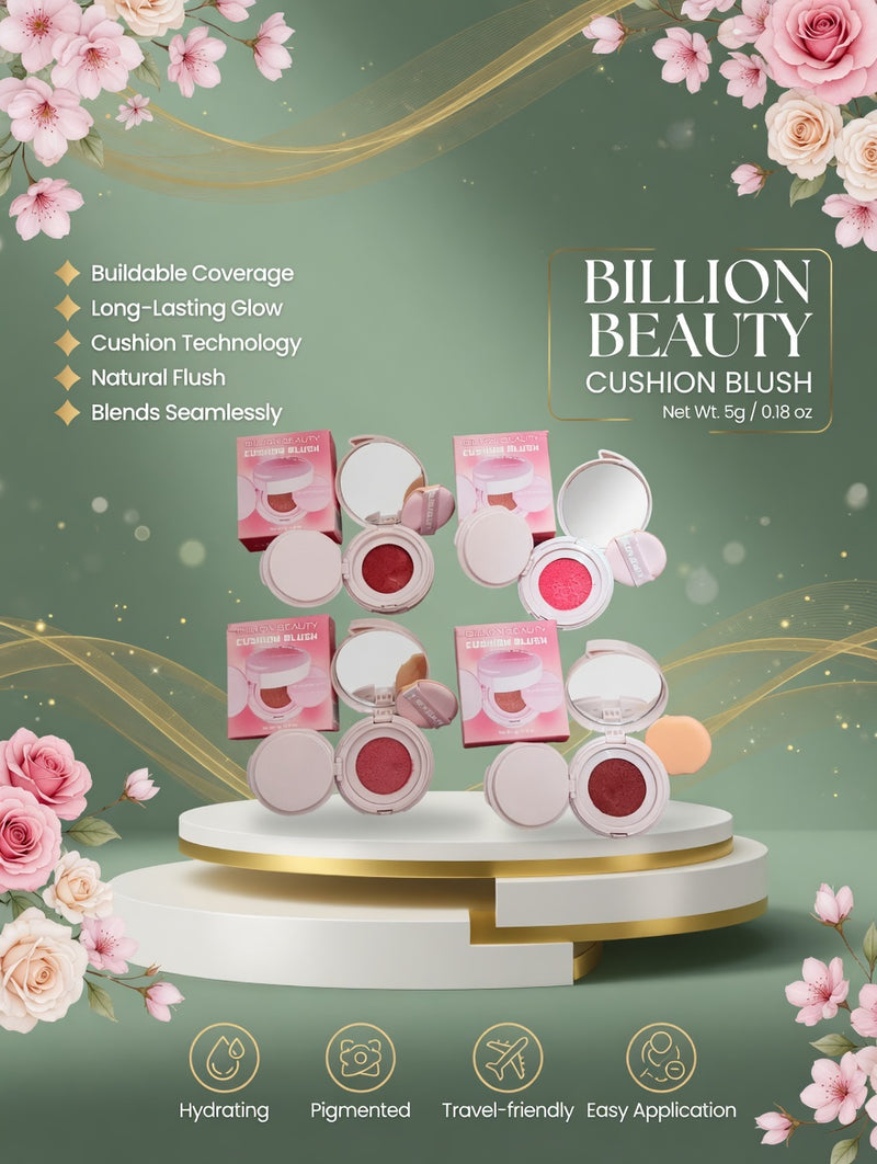Billion Beauty Cushion Blush Set – 4 Long-Lasting Natural Glow Shades