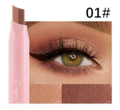 Dragon Ranee Eyeshadow Stick 2 In 1 Double Color Gradient Velvet Shadow Stick Eye Makeup Waterproof Lasting Shimmer Metallic Eyeshadow Makeup