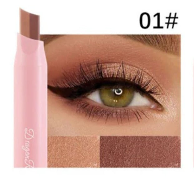 Dragon Ranee Eyeshadow Stick 2 In 1 Double Color Gradient Velvet Shadow Stick Eye Makeup Waterproof Lasting Shimmer Metallic Eyeshadow Makeup