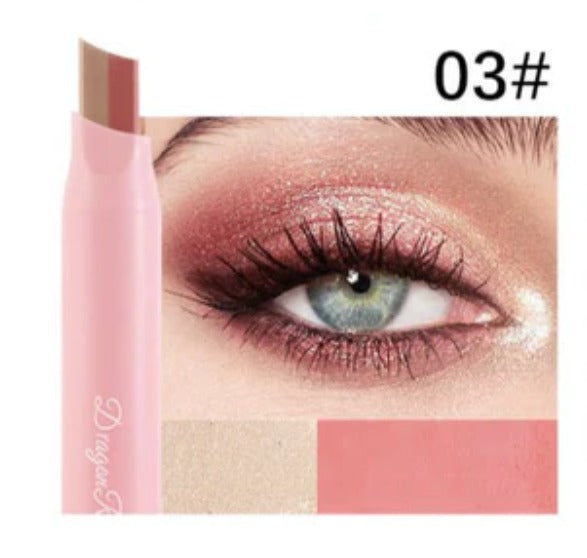Dragon Ranee Eyeshadow Stick 2 In 1 Double Color Gradient Velvet Shadow Stick Eye Makeup Waterproof Lasting Shimmer Metallic Eyeshadow Makeup
