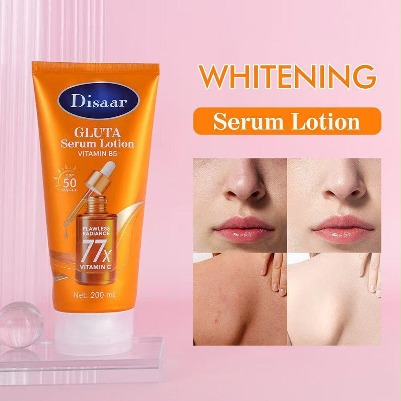 Disaar GLUTA Serum Lotion 200ml | Vitamin C, Vitamin B5 & SPF 50 PA+++ Brightening Body Lotion