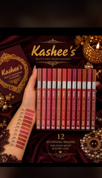 Kashee's 12PCS Lipstick Pencil Set | Nude & Red Shades Available