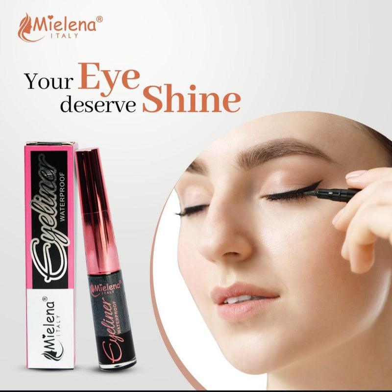 Mielena Italy Waterproof Liquid Eyeliner – Long-Lasting, Smudge-Proof, Quick-Dry Intense Black Eyeliner Pen with Precision Tip for Women