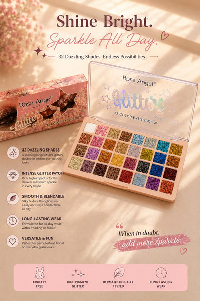 Rosa Angel 32 Color Glitter Eyeshadow Palette