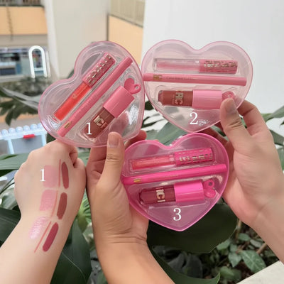Rimocco Heart Shape 3-in-1 Lip Kit – Lip Tint, Lip Gloss & Lip Liner Gift Set
