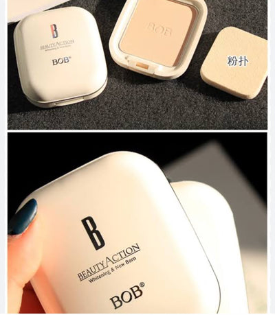 BOB Original Face Powder Compact Pressed Powder – Shade No. 1 Fair Medium | Oil Control Matte Finish with Mirror & Puff