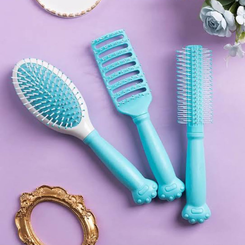 3-Piece Hair Brush Set for Women | Detangling Paddle, Round & Vented Hair Styling Brushes for Blow Dry, Scalp Massage & All Hair Types