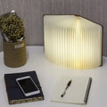 Foldable LED Book Lamp – USB Rechargeable Wooden Reading Desk & Bedside Night Light