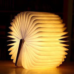 Foldable LED Book Lamp – USB Rechargeable Wooden Reading Desk & Bedside Night Light