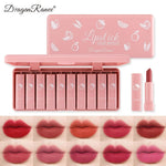 Dragon Ranee 10 Pcs Mini Matte Lipstick Set | 10 Shades Lip Color | Velvet Matte Finish Makeup Set for Women