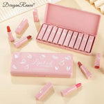 Dragon Ranee 10 Pcs Mini Matte Lipstick Set | 10 Shades Lip Color | Velvet Matte Finish Makeup Set for Women